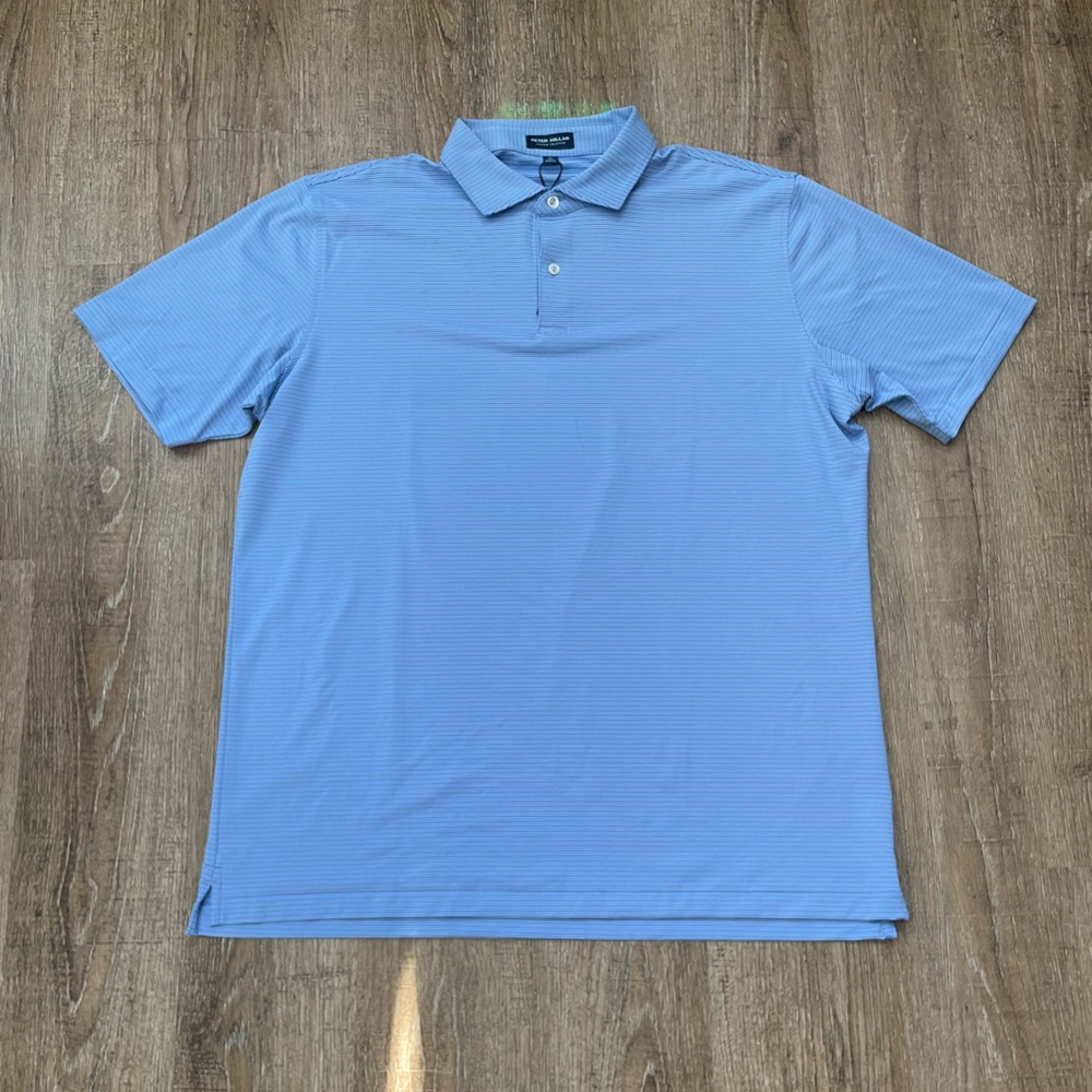 Peter Millar Mens Crown Crafted Striped Polo Blue Sz XL